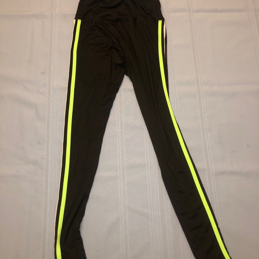 Black, Lime Green, and White Leggings